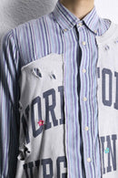 ”Re:make” stripe shirt × damage  design docking sweat