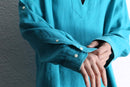 "LAUREN RALPH LAUREN" turquoise keyneck blouse