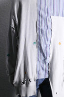 ”Re:make” stripe shirt × damage  design docking sweat