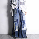 ''Re:make''patchwork design docking flare denim pants