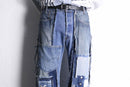 ''Re:make''patchwork design docking flare denim pants