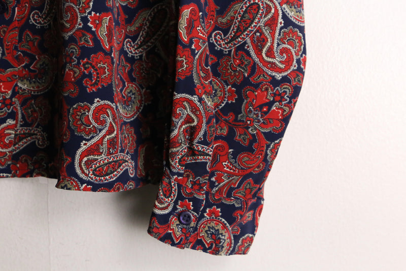 red×navy color paisley pattern L/S shirt