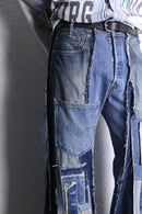 ''Re:make''patchwork design docking flare denim pants