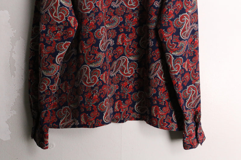 red×navy color paisley pattern L/S shirt