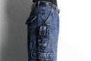 snow washed wide cargo denim pants