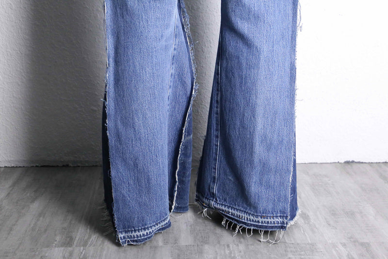 ''Re:make''patchwork design docking flare denim pants