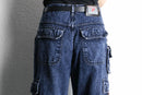 snow washed wide cargo denim pants
