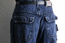 snow washed wide cargo denim pants