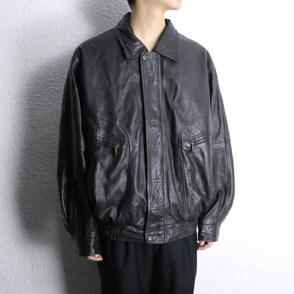"HM LEATHER SYSTEM" black leather jacket