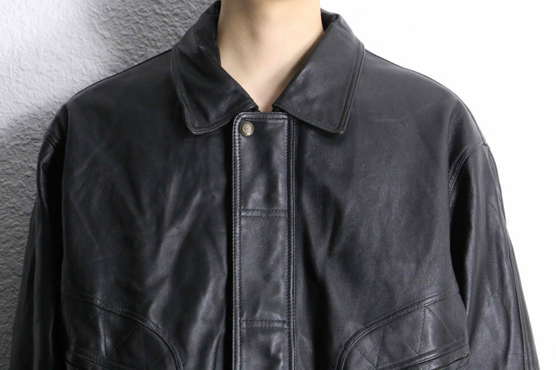 "HM LEATHER SYSTEM" black leather jacket