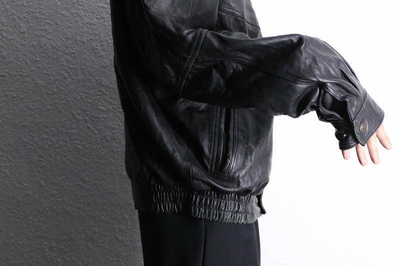 "HM LEATHER SYSTEM" black leather jacket