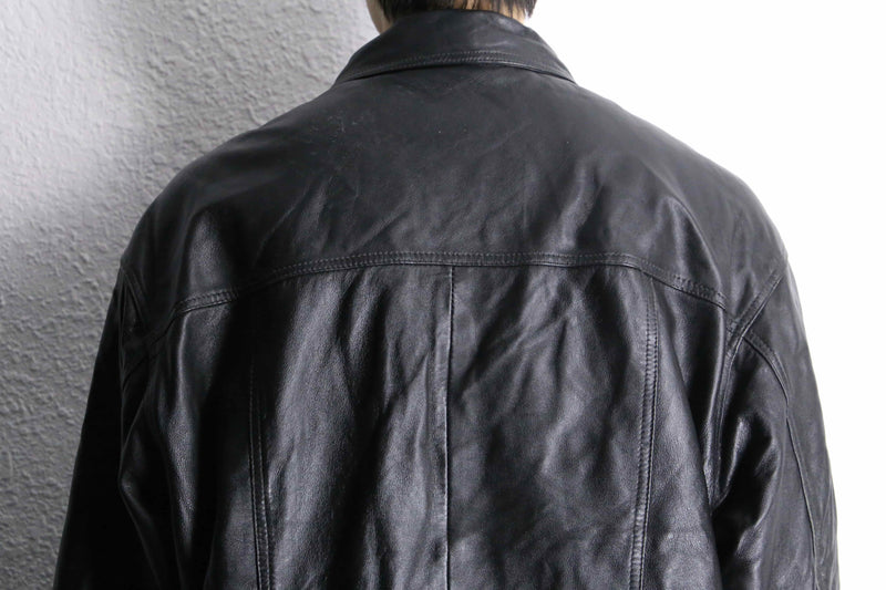 "HM LEATHER SYSTEM" black leather jacket