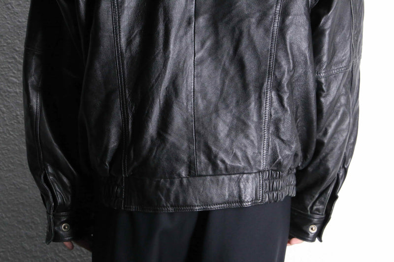 "HM LEATHER SYSTEM" black leather jacket
