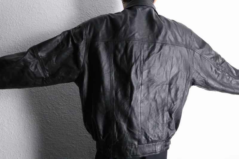 "HM LEATHER SYSTEM" black leather jacket
