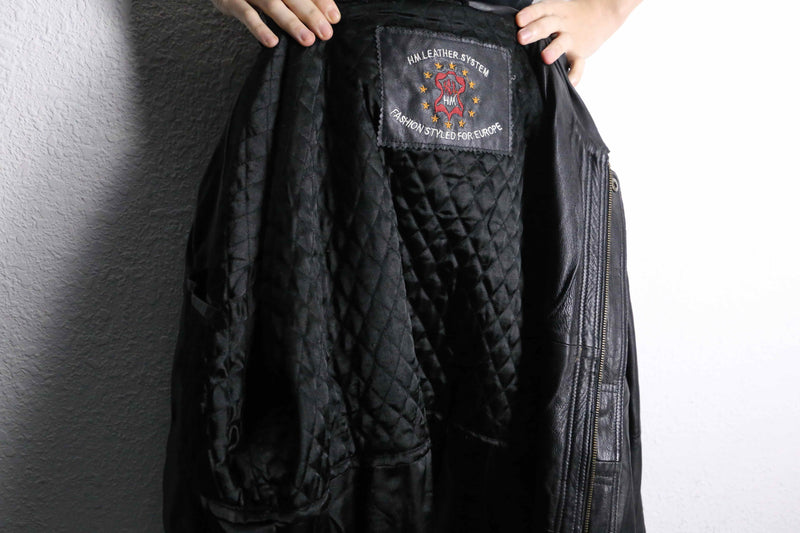 "HM LEATHER SYSTEM" black leather jacket