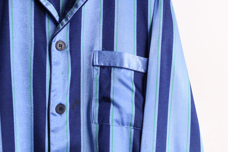 blue color stripe pattern pajamas shirt