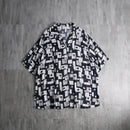 1990s flower design open collar shirt
