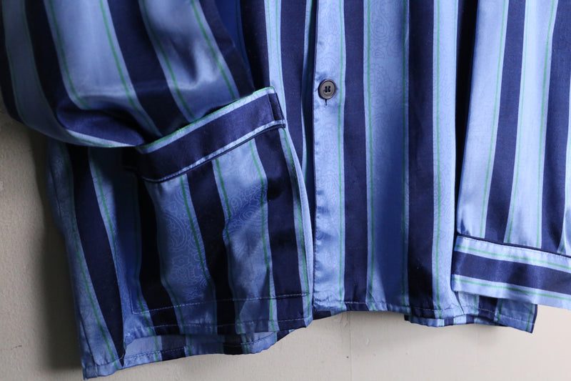 blue color stripe pattern pajamas shirt