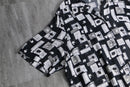 1990s flower design open collar shirt