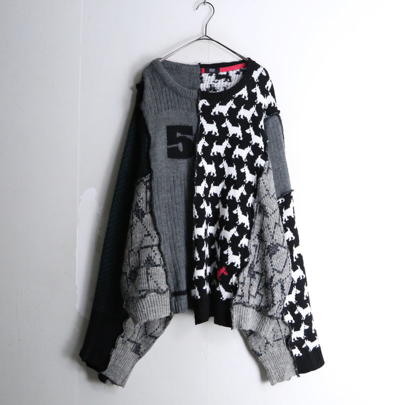 "Re:make" multi patchwork monotone dolman knit