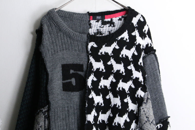 "Re:make" multi patchwork monotone dolman knit