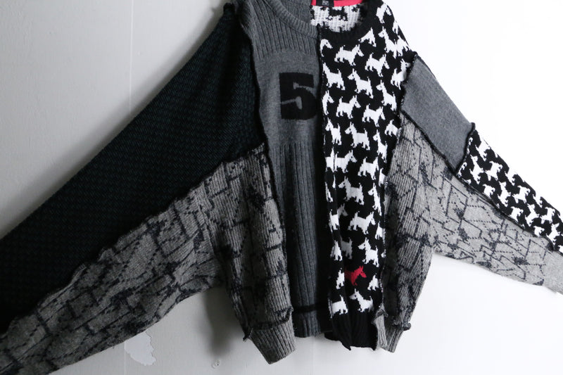 "Re:make" multi patchwork monotone dolman knit