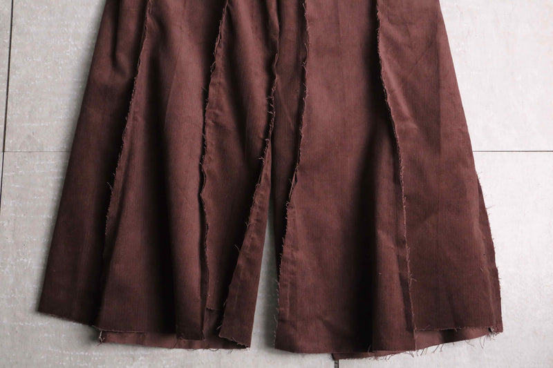 remake "再構築" reddish brown color corduroy buggy flare pants