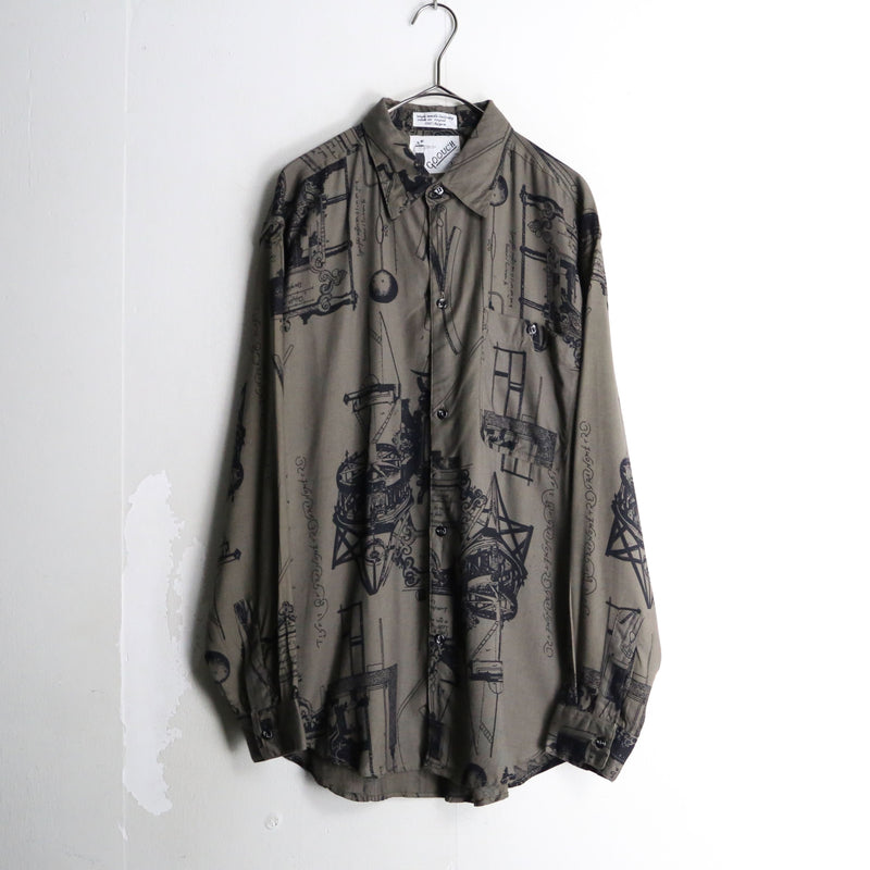 "GOOUCH" earth color rayon L/S shirt