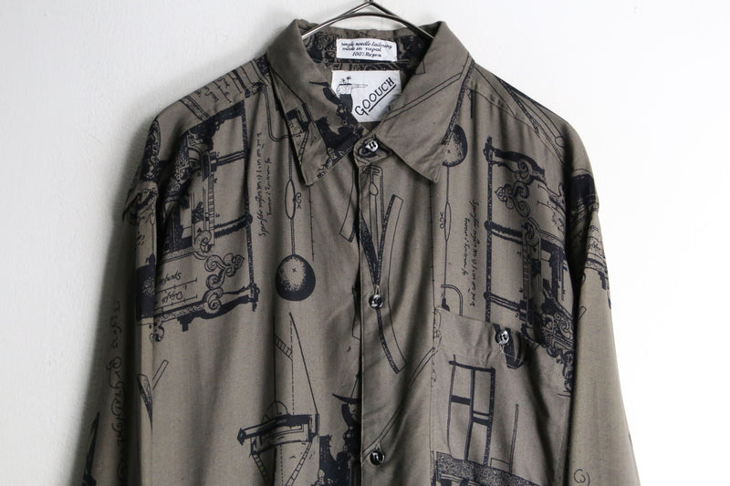 "GOOUCH" earth color rayon L/S shirt