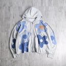 "Re:make" flower patchwork zip hoodie
