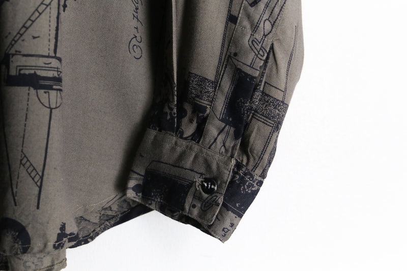 "GOOUCH" earth color rayon L/S shirt