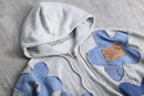 "Re:make" flower patchwork zip hoodie
