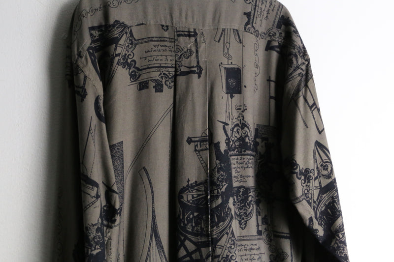 "GOOUCH" earth color rayon L/S shirt