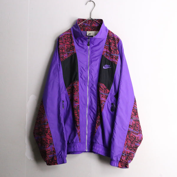 "NIKE" vivid purple art design switching nylon jacket