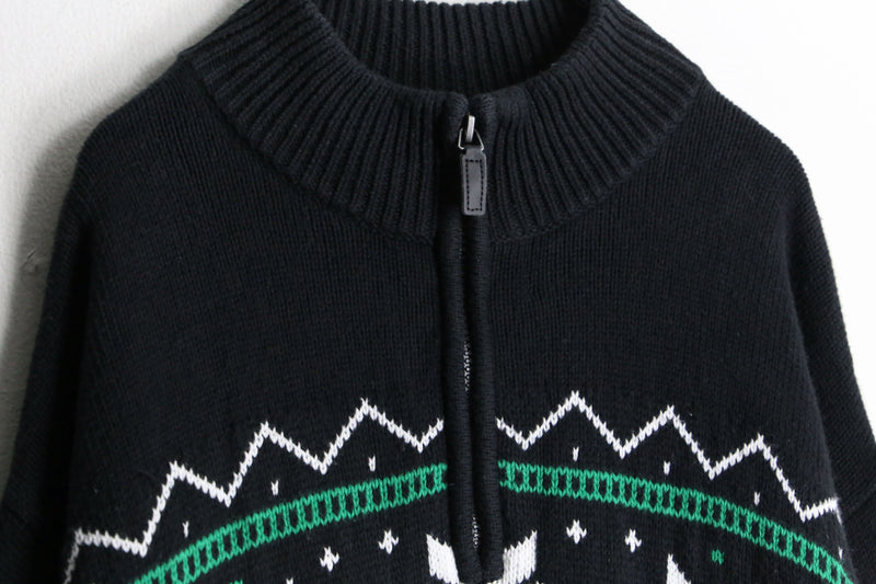 "CHAPS"  black nordic halfzip knit