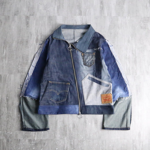"Re:make" asymmetry denim jacket