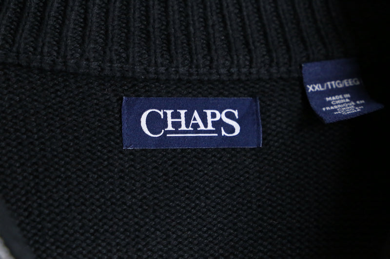 "CHAPS"  black nordic halfzip knit