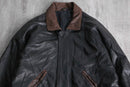 bi-color leather mid-length jacket