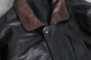 bi-color leather mid-length jacket