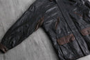 bi-color leather mid-length jacket