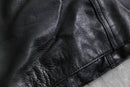 bi-color leather mid-length jacket