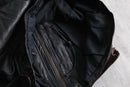 bi-color leather mid-length jacket
