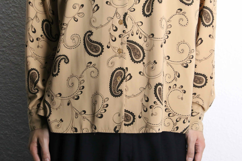 paisley pattern open collar L/S shirt