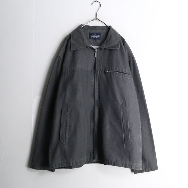 "TRUSSARDI JEANS" dark gray denim light zip jacket