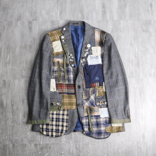 "Re:make" mixed fabric tweed tailored jacket