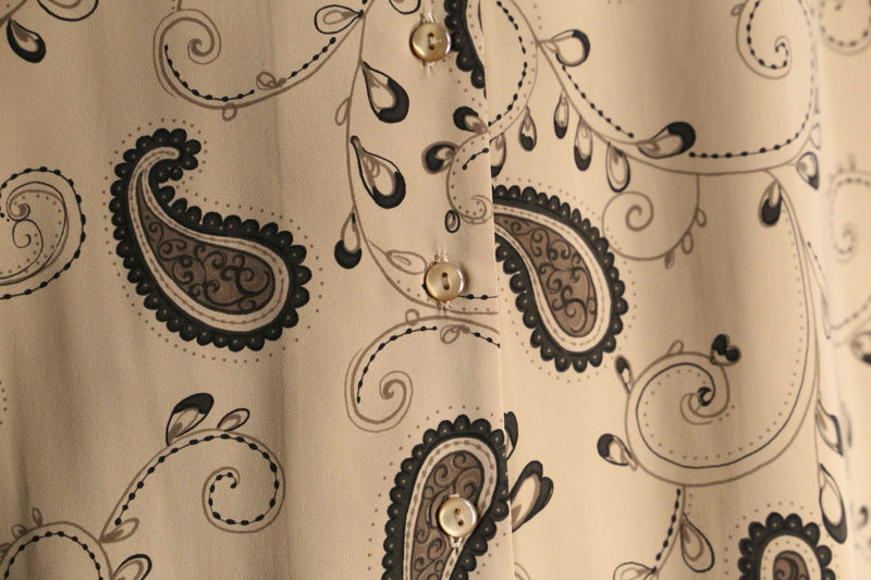 paisley pattern open collar L/S shirt