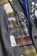 "Re:make" mixed fabric tweed tailored jacket