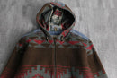 “WOOLRICH” geometric pattern wool zip hoodie