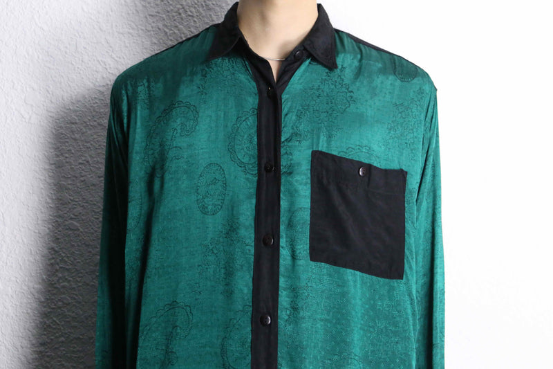 90's switching jacquard rayon shirt