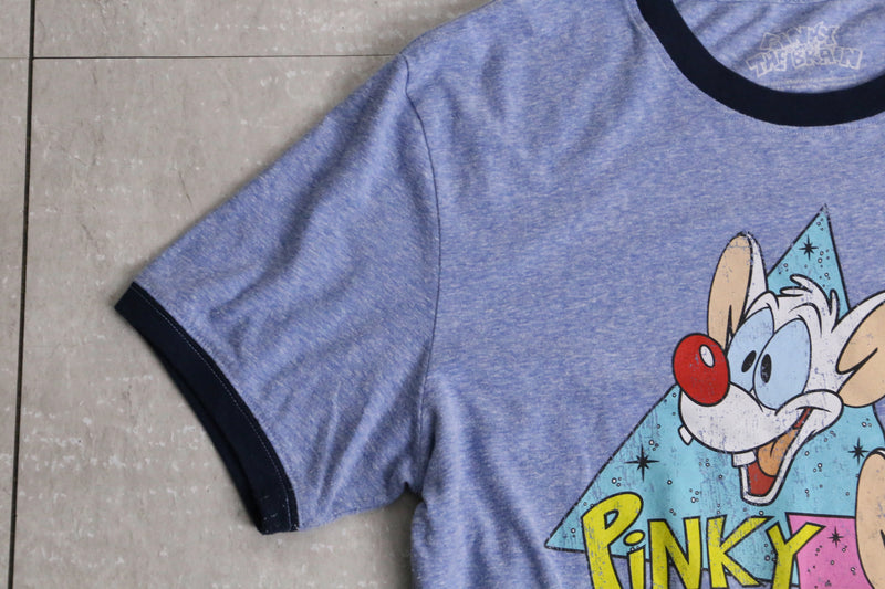 “Pinky and the Brain” print ringer tee